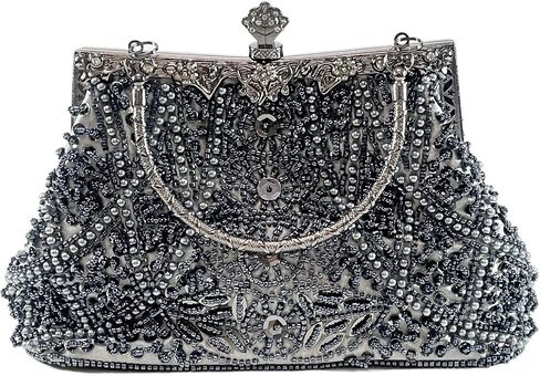 Beaded Purse Bags and Clutch- Evening Bags Wedding Women's Elegant and Stylish Handbag Collection- (black) in Kuwait