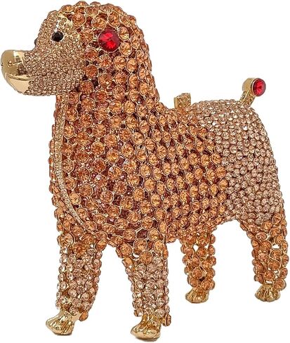 Cute Poodle Evening Bag Dog Rhinestone Purse Animal Crystal Clutch for Party Wedding Prom Handbag in Kuwait