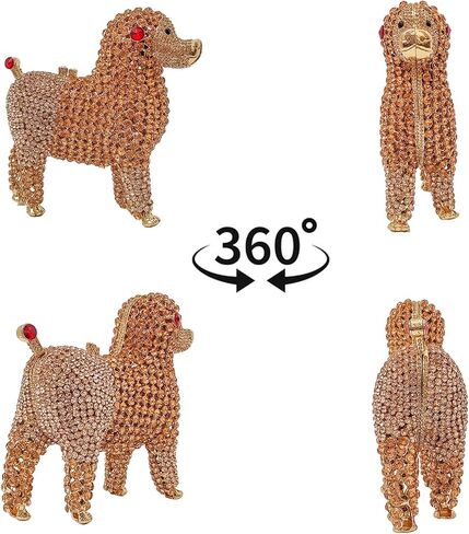 Cute Poodle Evening Bag Dog Rhinestone Purse Animal Crystal Clutch for Party Wedding Prom Handbag in Kuwait