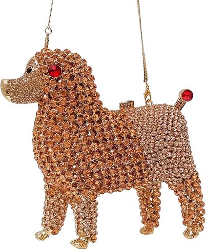 Cute Poodle Evening Bag Dog Rhinestone Purse Animal Crystal Clutch for Party Wedding Prom Handbag in Kuwait