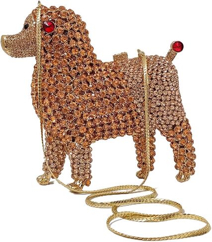 Cute Poodle Evening Bag Dog Rhinestone Purse Animal Crystal Clutch for Party Wedding Prom Handbag in Kuwait