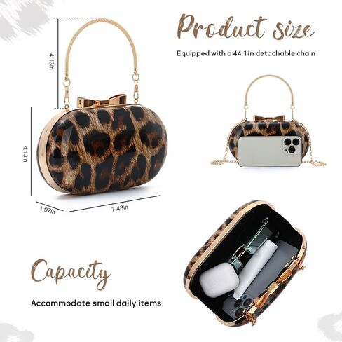 Small Leopard Purse for Women Leopard Evening Tote Bag Cheetah Print Purse Handbag with Chain for Wedding Party in Saudi Arabia