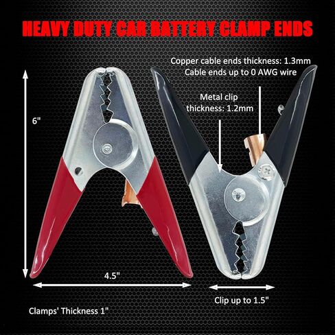 Ampper Replacement Jumper Cable Clamps, 1100A Heavy Duty Car Battery Clamp Ends for Jumper Cables, Jump Starter, Charging and Testing (1 Pair) in Saudi Arabia