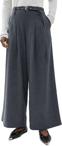Pixie Market Women's Smoking Belted Grey Wide Leg Pants in Saudi Arabia
