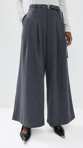 Pixie Market Women's Smoking Belted Grey Wide Leg Pants in Saudi Arabia