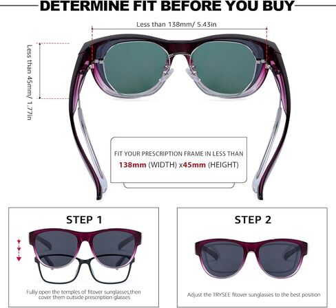 Polarized Fit Over Sunglasses for Women, Trendy Wear Over Glasses Shades UV400 Protection TS8010 in Saudi Arabia
