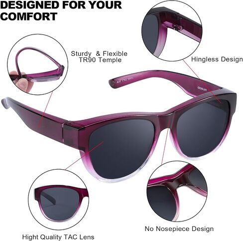 Polarized Fit Over Sunglasses for Women, Trendy Wear Over Glasses Shades UV400 Protection TS8010 in Saudi Arabia