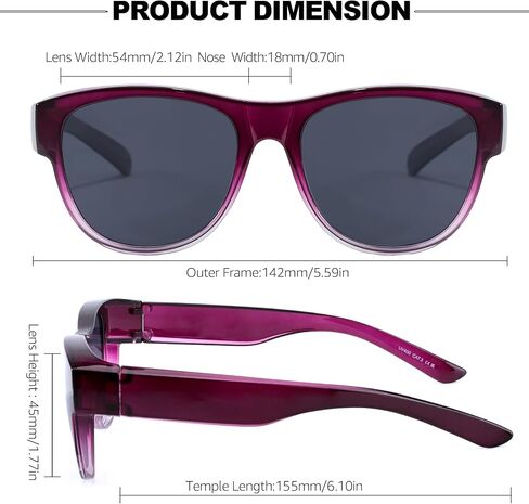 Polarized Fit Over Sunglasses for Women, Trendy Wear Over Glasses Shades UV400 Protection TS8010 in Saudi Arabia