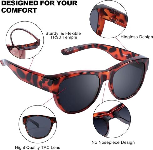 Polarized Fit Over Sunglasses for Women, Trendy Wear Over Glasses Shades UV400 Protection TS8010 in Saudi Arabia