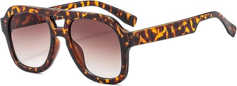 Long Keeper Retro Pilot Sunglasses Double Bridge Women Men Aviation Square Sun Glasses Thick Frame 70s Vintage Shades UV400 in Saudi Arabia