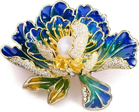 Elegant Flower Brooch Pin for Women, Stylish Vinage Crystal Pearl Rhinestones Brooches Pins Dainty Lapel Pins for Dress Accessories Jewelry in Saudi Arabia
