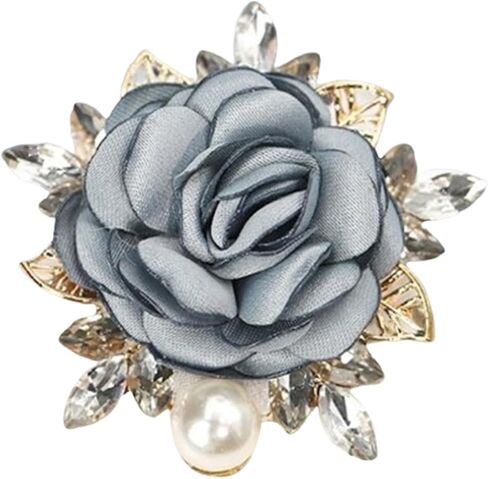 Rose Brooch for Women,Dainty Satin Fabric Flower Lapel Pins Vintage Elegant Pearl Brooches Handmade Crystal Pearl Pins Silk Camellia Safety Collar Pin Dress Suit Accessories Wedding Bridal Bouquet Jewelry in Saudi Arabia