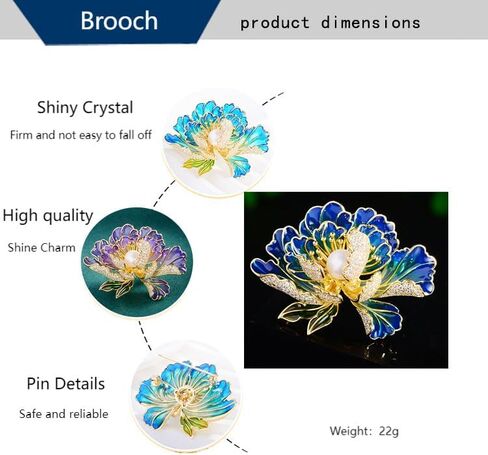 Elegant Flower Brooch Pin for Women, Stylish Vinage Crystal Pearl Rhinestones Brooches Pins Dainty Lapel Pins for Dress Accessories Jewelry in Saudi Arabia