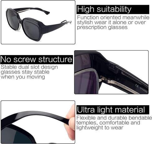 Face Shadow Over Glasses Sunglasses for Women Polarized UV Protection, Fit Over Prescription Glasses Sunglasses Lightweight in Kuwait