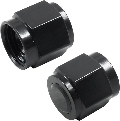 Hitefu 2PCS 6AN Flare Cap, Aluminum Female Flare Cap Nut Block Off Fitting Plug(Black) in Kuwait
