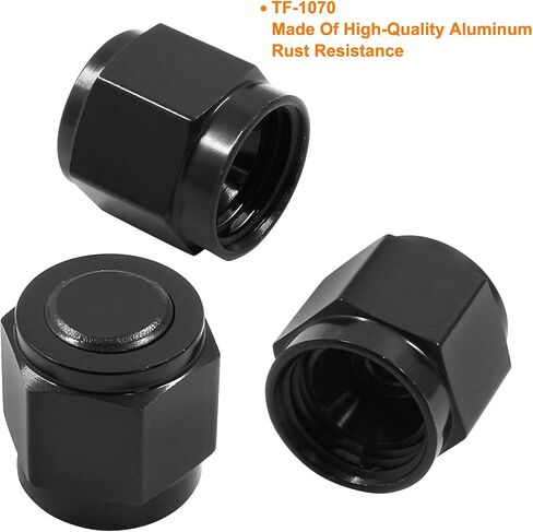 Hitefu 2PCS 6AN Flare Cap, Aluminum Female Flare Cap Nut Block Off Fitting Plug(Black) in Kuwait