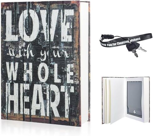 Wishacc Real Pages كتاب سري محمول مخفي آمن مع قفل مفتاح آمن - كتاب مجوف مع مقصورة سرية مخفية للمجوهرات والمال والنقود in Kuwait