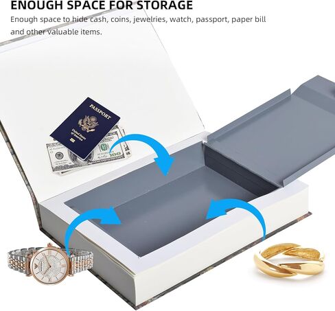 Wishacc Real Pages كتاب سري محمول مخفي آمن مع قفل مفتاح آمن - كتاب مجوف مع مقصورة سرية مخفية للمجوهرات والمال والنقود in Kuwait