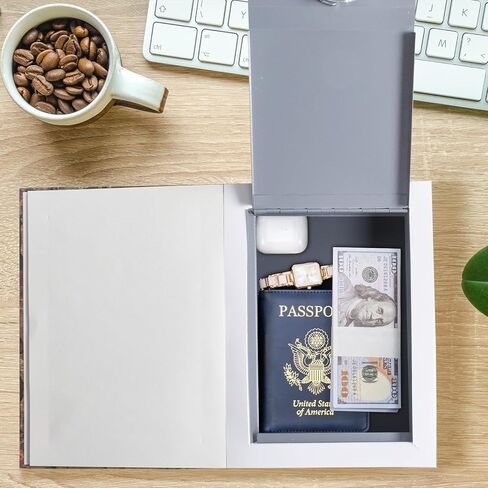 Wishacc Real Pages كتاب سري محمول مخفي آمن مع قفل مفتاح آمن - كتاب مجوف مع مقصورة سرية مخفية للمجوهرات والمال والنقود in Kuwait