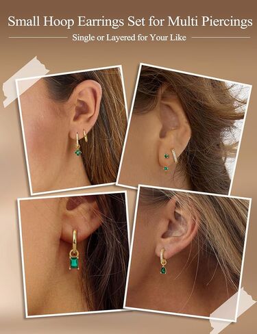 Besteel Small Gold Hoop Earrings for Women – Hypoallergenic 14K Gold Plated Hoops Cartilage Earring Sets for Multiple Piercing Dainty Silver Huggie Stud Earring Stacks with Charm in Saudi Arabia