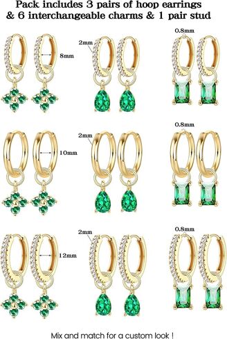 Besteel Small Gold Hoop Earrings for Women – Hypoallergenic 14K Gold Plated Hoops Cartilage Earring Sets for Multiple Piercing Dainty Silver Huggie Stud Earring Stacks with Charm in Saudi Arabia