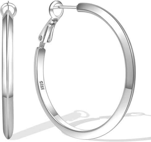 MOROTOLE 4mm Thick Gold Chunky Hoop Earrings Trendy 925 Sterling Silver Hoop Earrings for Women Hypoallergenic Lightweight 14K Gold Earrings for Women Jewelry Gifts 30/40/50/60MM in Kuwait