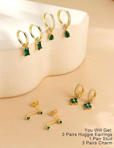 Besteel Small Gold Hoop Earrings for Women – Hypoallergenic 14K Gold Plated Hoops Cartilage Earring Sets for Multiple Piercing Dainty Silver Huggie Stud Earring Stacks with Charm in Saudi Arabia