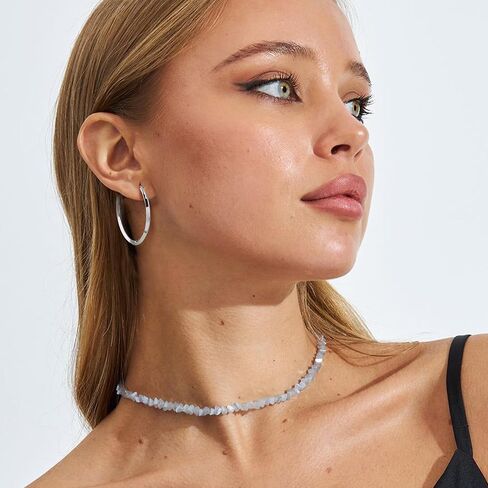 MOROTOLE 4mm Thick Gold Chunky Hoop Earrings Trendy 925 Sterling Silver Hoop Earrings for Women Hypoallergenic Lightweight 14K Gold Earrings for Women Jewelry Gifts 30/40/50/60MM in Kuwait