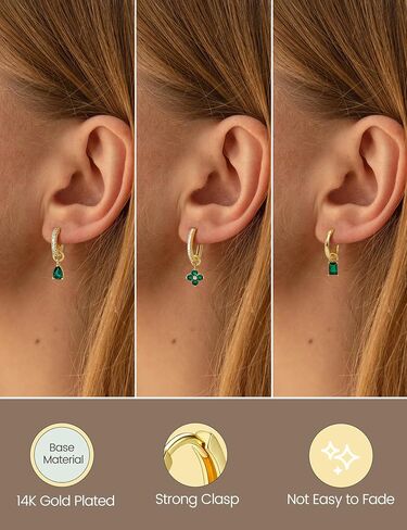 Besteel Small Gold Hoop Earrings for Women – Hypoallergenic 14K Gold Plated Hoops Cartilage Earring Sets for Multiple Piercing Dainty Silver Huggie Stud Earring Stacks with Charm in Saudi Arabia
