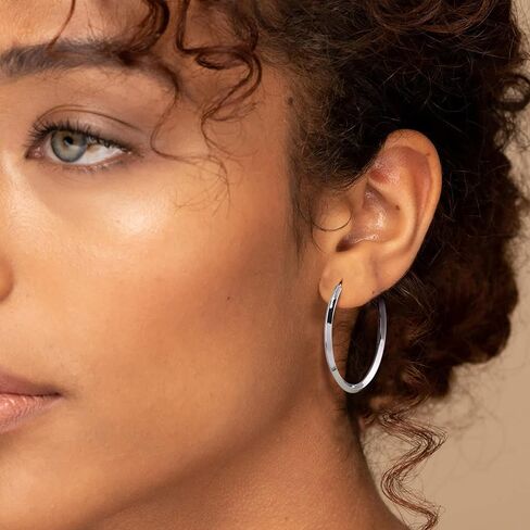 MOROTOLE 4mm Thick Gold Chunky Hoop Earrings Trendy 925 Sterling Silver Hoop Earrings for Women Hypoallergenic Lightweight 14K Gold Earrings for Women Jewelry Gifts 30/40/50/60MM in Kuwait