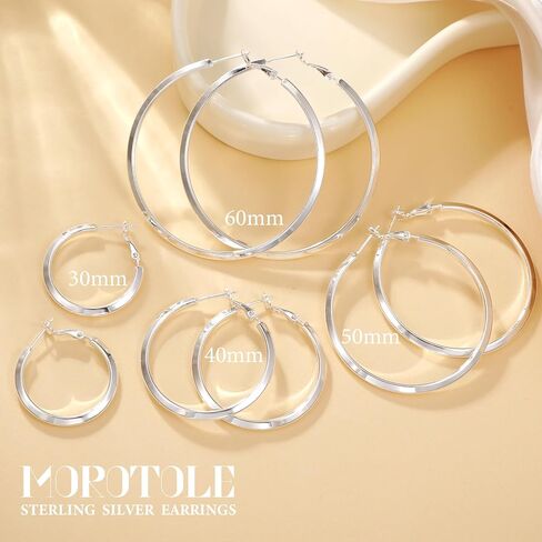 MOROTOLE 4mm Thick Gold Chunky Hoop Earrings Trendy 925 Sterling Silver Hoop Earrings for Women Hypoallergenic Lightweight 14K Gold Earrings for Women Jewelry Gifts 30/40/50/60MM in Kuwait