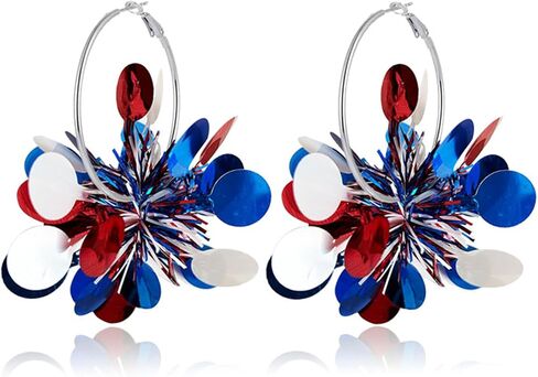 Dreuyet Glitter 4th of July أقراط للنساء ملونة Garland Independence Day Pitirotic Trorings American American USA الأقراط in Kuwait