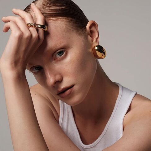 Chunky Gold Hoop Earrings for Women, Lightweight Waterdrop Hollow Open Hoops Tear Drop Silver Gold Trending Oversized Statement Style Earrings Hypoallergenic Gold Plated Earrings Fashion Jewelry for Women in Saudi Arabia