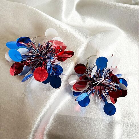 Dreuyet Glitter 4th of July أقراط للنساء ملونة Garland Independence Day Pitirotic Trorings American American USA الأقراط in Kuwait
