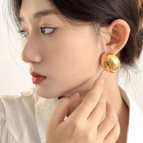 Chunky Gold Hoop Earrings for Women, Lightweight Waterdrop Hollow Open Hoops Tear Drop Silver Gold Trending Oversized Statement Style Earrings Hypoallergenic Gold Plated Earrings Fashion Jewelry for Women in Saudi Arabia