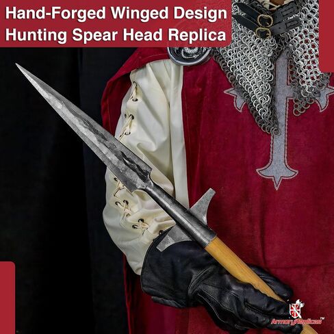 Armory Replicas - Compact Viking Throwing Spear Head Mount- Medieval Replica Hand Forged Iron Functional Small Hunting Spearhead - Pole Shaft Not Included in Saudi Arabia