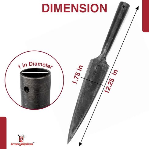 Armory Replicas - Compact Viking Throwing Spear Head Mount- Medieval Replica Hand Forged Iron Functional Small Hunting Spearhead - Pole Shaft Not Included in Saudi Arabia