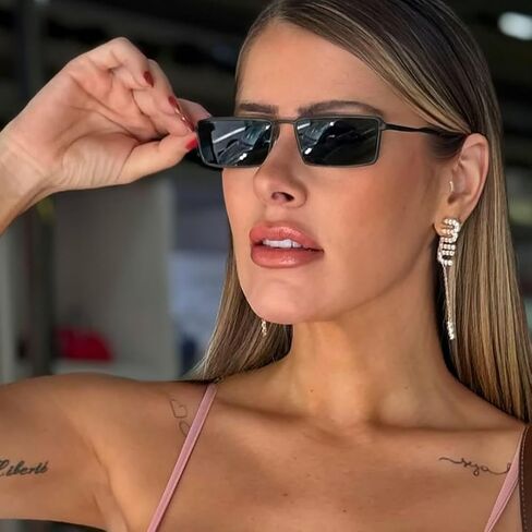 نظارة شمسية ضيقة صغيرة y2k مستطيلات ضيقة النسائية رجال الرجعية 80s 90s نظارات الشمس UV400 Sunnies in Kuwait
