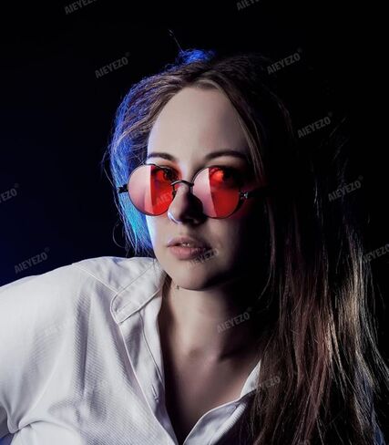 AIEYEZO Round Steampunk Sunglasses for Men Women Gothic Glasses Vintage Circle Metal Frame 100% UV Blocking Lens in Kuwait