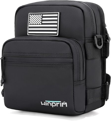 Motorcycle Handlebar Bag - 1680D Waterproof Tool Storage Bag with Flag Patch, Multi-Purpose Front Fork & Crossbody Bag, Durable Small Pouch for Motorcycles(1680D Black) in Saudi Arabia