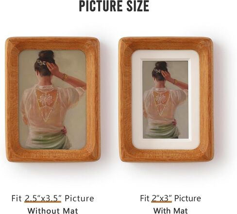 2.5x3.5 Natural Wood polaroid Picture Frame Matted to 2x3 with Plexiglass, Teak Solid Wood Small Photo Frame,For TableTop and Wall Mounting in Kuwait
