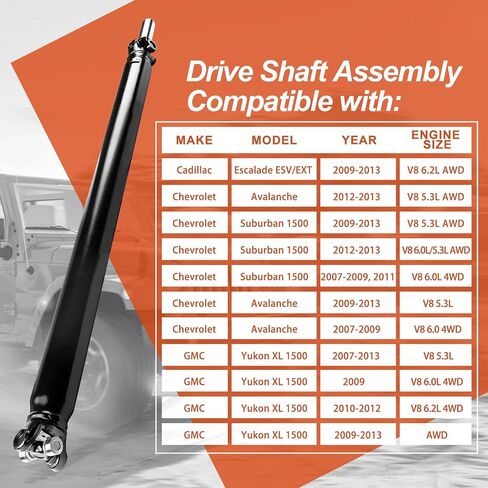 Rear Complete Drive Shaft Prop Shaft Driveshaft Assembly Compatible with Chevrolet, GMC, Cadillac Models - Suburban 1500 Avalanche Yukon XL 1500 Escalade, Replace OE 10383383, 20871263 in Saudi Arabia