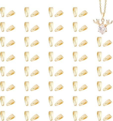 UNICRAFTALE About 150pcs Pinch Bails Real 18K Gold Plated Snap on Bails Brass Pendant Bail Connector Pinch Dangle Charm Pendant Connectors Ice Pick Pinch Bails for Jewelry Making Findings DIY Craft in Saudi Arabia