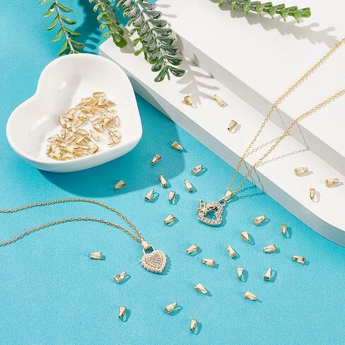 UNICRAFTALE About 150pcs Pinch Bails Real 18K Gold Plated Snap on Bails Brass Pendant Bail Connector Pinch Dangle Charm Pendant Connectors Ice Pick Pinch Bails for Jewelry Making Findings DIY Craft in Saudi Arabia