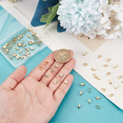 UNICRAFTALE About 150pcs Pinch Bails Real 18K Gold Plated Snap on Bails Brass Pendant Bail Connector Pinch Dangle Charm Pendant Connectors Ice Pick Pinch Bails for Jewelry Making Findings DIY Craft in Saudi Arabia