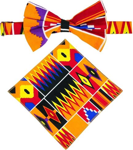المطبوعة الأفريقية الممتازة Kente Bow Bow Ties & Pocket Square مجموعة للرجال in Saudi Arabia