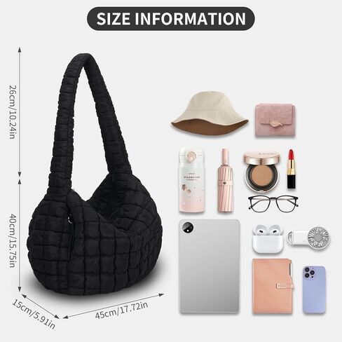 حقيبة حمل منتفخة للنساء كبيرة مبطن حقيبة كارال ناعمة منتفخة كروس كتف خفيفة الوزن العمل in Kuwait