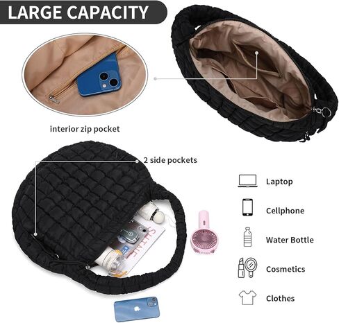 حقيبة حمل منتفخة للنساء كبيرة مبطن حقيبة كارال ناعمة منتفخة كروس كتف خفيفة الوزن العمل in Kuwait