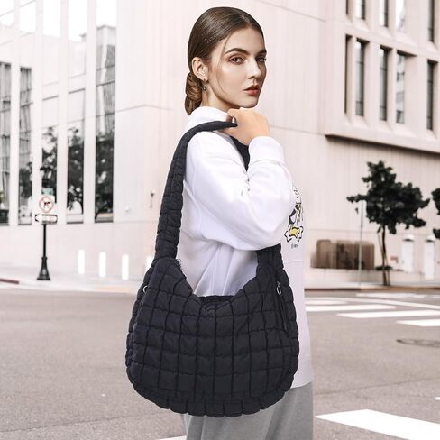 حقيبة حمل منتفخة للنساء كبيرة مبطن حقيبة كارال ناعمة منتفخة كروس كتف خفيفة الوزن العمل in Kuwait