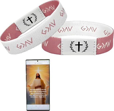 Daily Bible Verse Bracelet Scan with NFC, Wearable Christian Scripture Bracelets, Stretchable Christian Wristband Gifts for Men Women Teen Girls in Saudi Arabia